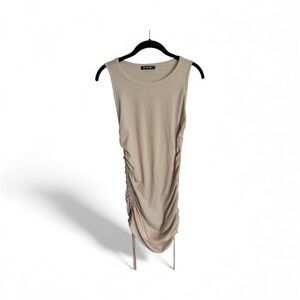 BTFBM Sleeveless Ruched Bodycon Dress Off White | Size M